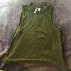 ARMY GREEN HIGH NECK TANK